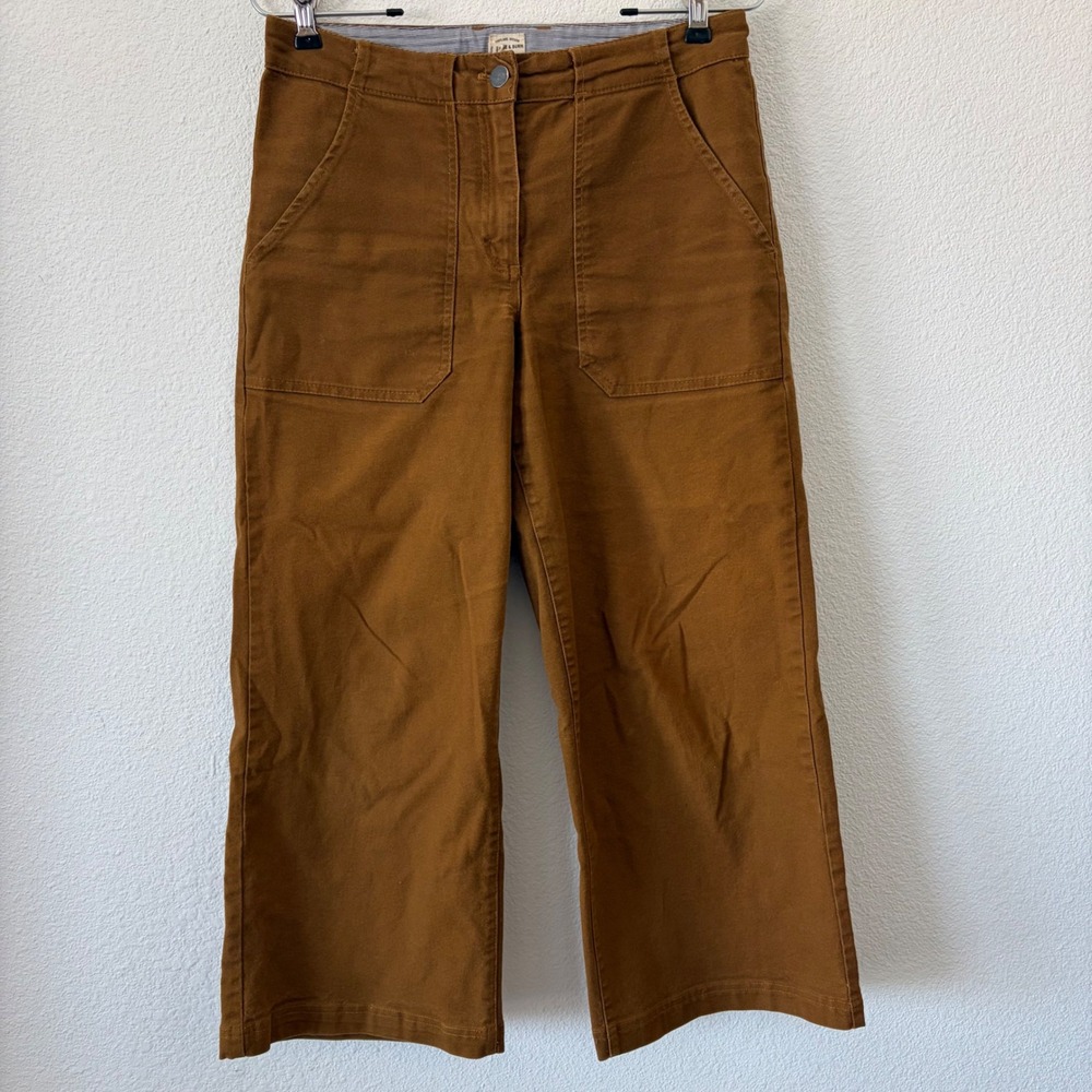 Bridge & Burn Cropped Pants Women 27 Brown Wide Leg Utility Patch Pocket Ankle